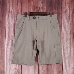 prAna Mens Size 36X12 Stretch Zion Shorts Belted Cargo Tan Khaki M3STRE116